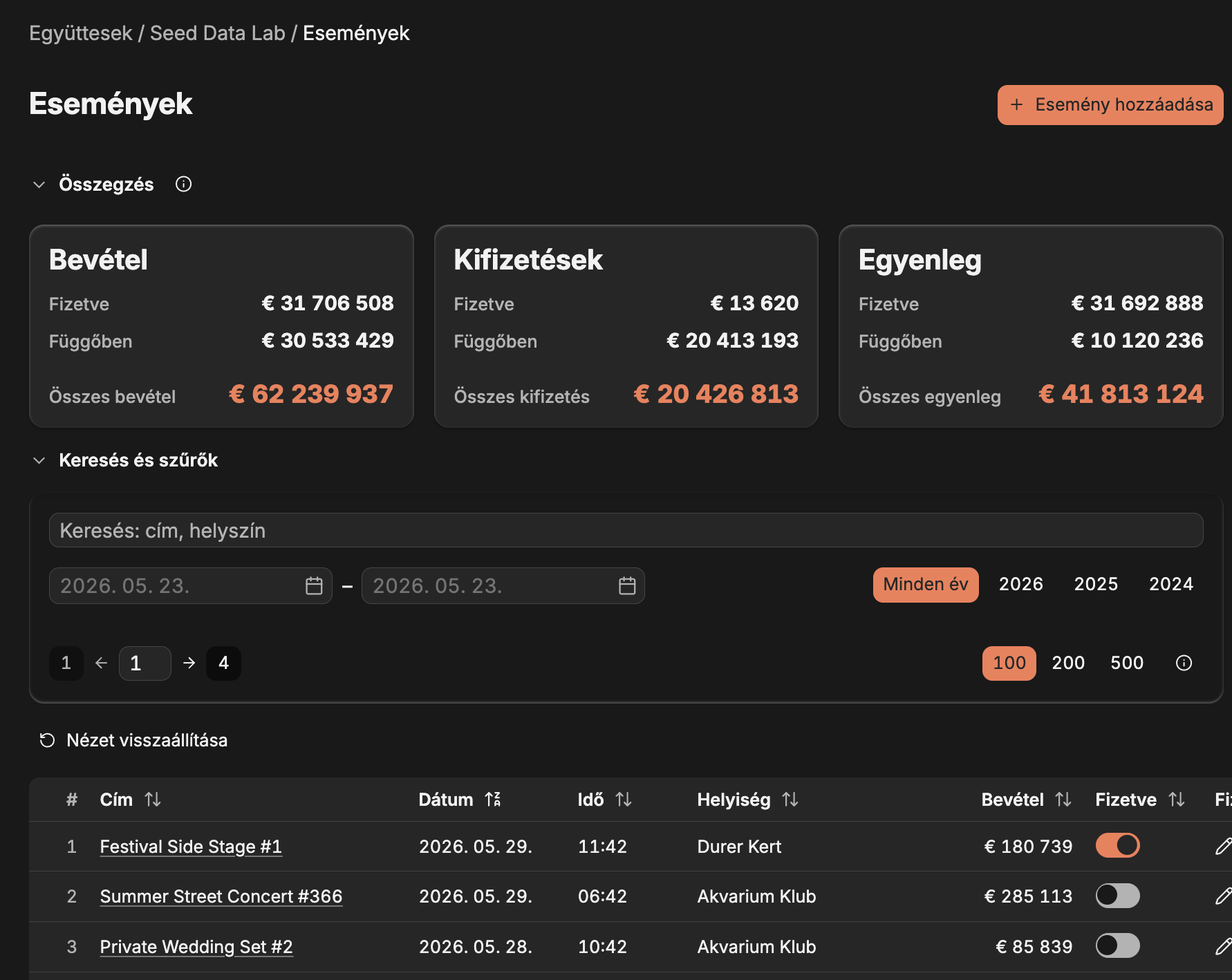 Event payment splitting SaaS app for music bands