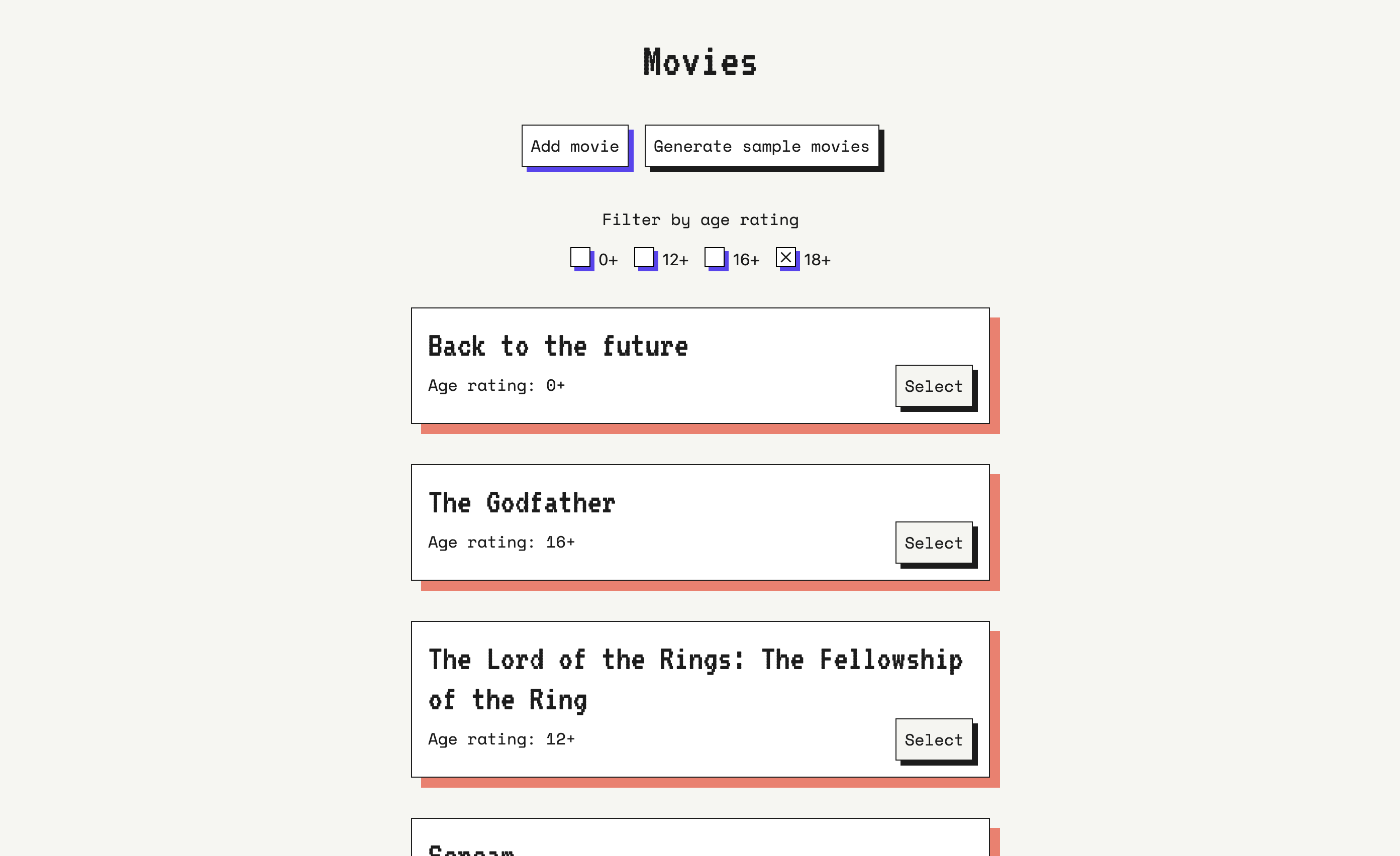 Movie database concept